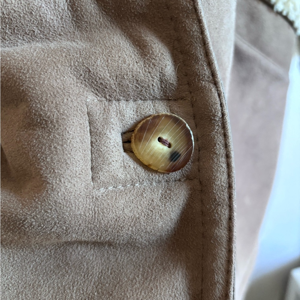 Shearling, Suede & Fur Long Trench Coat - Womens Size L Made in Finland - Picture 5 of 6